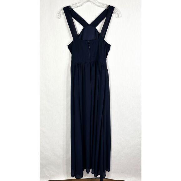 Lulus Small Dress Navy Blue Maxi Floor Length Sleeveless Chiffon Zip Lined‎ 184 - Picture 2 of 8